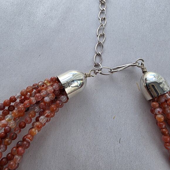 Jay King Multi 8 Strand Necklace 16" Red Agate New Western Coastal Resort - Picture 9 of 11